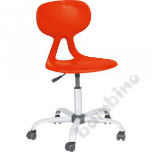 Colores chair, swivel, with adjustable height, on wheels, red
