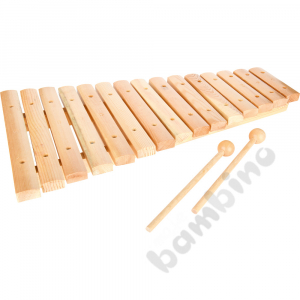 Wooden xylophone with sticks
