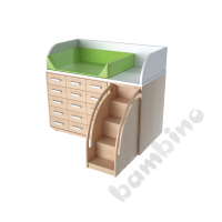 Changing table, width 146 cm, with stairs on the right side