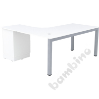 Grande corner desk with a metal leg - white