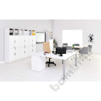 Grande corner desk with a metal leg - white