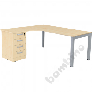 Corner desk Grande with metal leg, left , maple jutland
