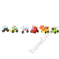 Mini wooden toy cars, 6 pcs