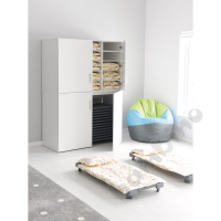 Cabinet for cots and bedding - white, laminated door.