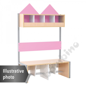 House cloakroom with frame, 4,width: 99 cm, light pink, base white