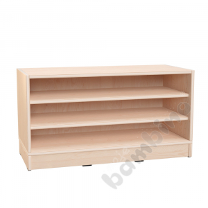 Echtholz - S cabinet with 2 shelves, open, with plinth