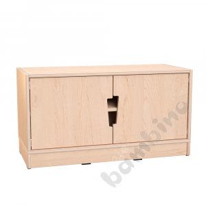 Echtholz - S Cabinet with 1 shelve, doors with cutouts handles, with plinth