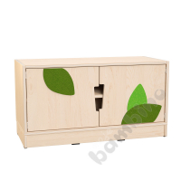 Echtholz - S cabinet with 1 shelf, doors with applique and cutout handle, with plinth