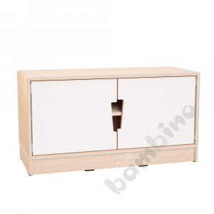 Echtholz - S cabinet with 1 shelf, doors with cutout handle, with plinth