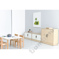 Echtholz - S cabinet with 1 shelf, doors with cutout handle, with plinth