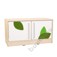 Echtholz - S cabinet with 1 shelf, doors with silver railing and applique, with plinth