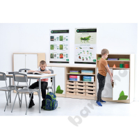 Echtholz - M cabinet with 5 shelves for 12 small containers, open, with plinth