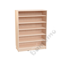 Echtholz - L cabinet with 5 shelves, open, with plinth