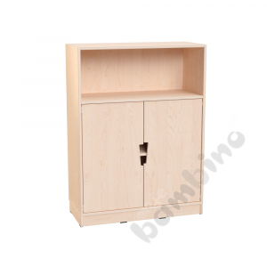 Echtholz - L cabinet with M doors with cutout handle, with plint