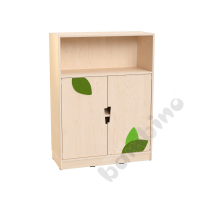Echtholz - L cabinet with M doors with applique and cutout handle, with plint
