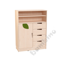 Echtholz - L cabinet, doors on left side with applique and cutout handle, with plinth