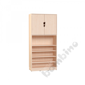 Echtholz - big bookcases with M doors on top, cutout handle, with plinth