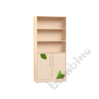 Echtholz - big bookcases with M doors on bottom, with silver railing, applique, with plinth