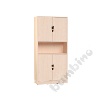 Echtholz - big bookcases with 2 pairs of doors, cutout handle, with plinth