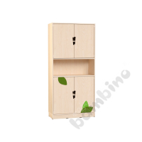 Echtholz - big bookcases with 2 pairs of doors, applique and cutout handle, with plinth
