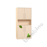 Echtholz - big bookcases with 2 pairs of doors with silver railing, applique, with plinth