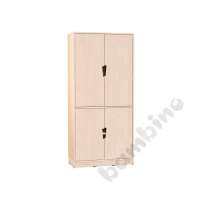 Echtholz - big 4-doors cabinet, cutout hanlde, with plinth