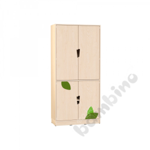 Echtholz - big 4-doors cabinet, applique and cutout handle, with plinth
