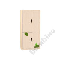 Echtholz - big 4-doors cabinet, applique and cutout handle, with plinth