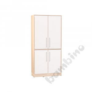 Echtholz - big 4-white-doors cabinet, with plinth
