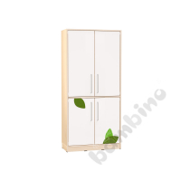 Echtholz - big 4-white-doors cabinet, applique, with plinth