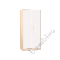 Echtholz - big multifunctional cabinet with white doors, with plinth