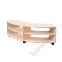 Echtholz - curved S cabinet, 1/4 circle, with wheels