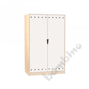Echtholz - cabinet for storing mattresses, white doors with cutout handle