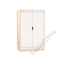Echtholz - cabinet for storing mattresses, white doors with cutout handle