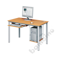 Computer desk LUX 1160x580x760, legs 40x40, with shelf for computer - silver beech