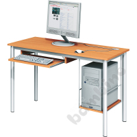 Computer desk LUX 1160x580x760, legs fi40, with shelf for computer - silver beech