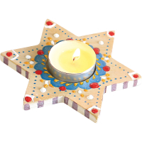 Wooden candlestick for tealights - star