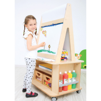 Cabinet with an easel and paper roll