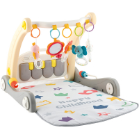  2-in-1 walker and mat with a piano