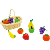Sets of fruits and vegetables in a play basket-fruits