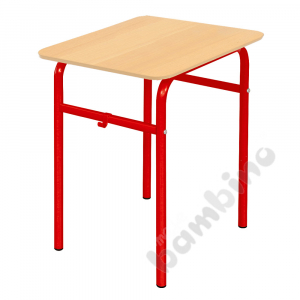 Table Daniel 70x50 size 3, 1p., frame red, tabletop beech, edge banding PU, corners rounded