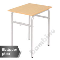 Table Daniel 70x50 size 3, 1p., frame blue, tabletop HPL white, edge banding wooden, corners straight