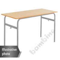 Table Daniel 130x50 size 4, 2p., frame aluminium, tabletop HPL beech, edge banding wooden, corners straight