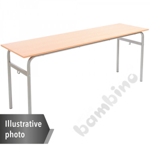 Table Daniel 180x50 size 4-6, 3p., frame aluminium, tabletop beech, edge banding ABS, corners rounded