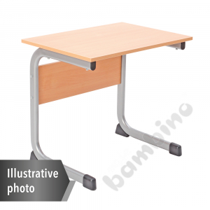 Table IN-C 70x50 size 3, 1p., frame aluminium, tabletop HPL white, edge banding wooden, corners straight