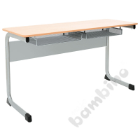 Table IN-C 130x50 size 6, 2p., frame aluminium, tabletop beech, edge banding PU, corners rounded