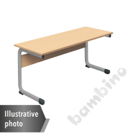 Table IN-C 130x50 size 6, 2p., frame aluminium, tabletop grey, edge banding ABS, corners rounded