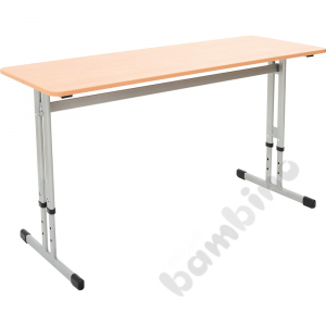Table IN-R 130x50 size 3–7, 2p., frame aluminium, tabletop beech, edge banding PU, corners rounded