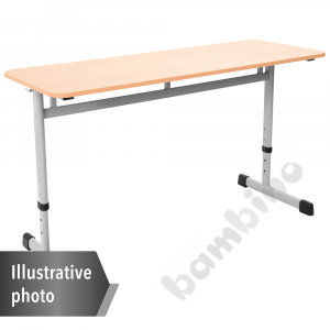 Table IN-T 130x50 size 3–7, 2p., frame aluminium, tabletop beech, edge banding ABS, corners straight