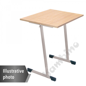 Table T 70 x 50 size 3, 1p., frame blue, tabletop HPL beech, edge banding wooden, corners straight
